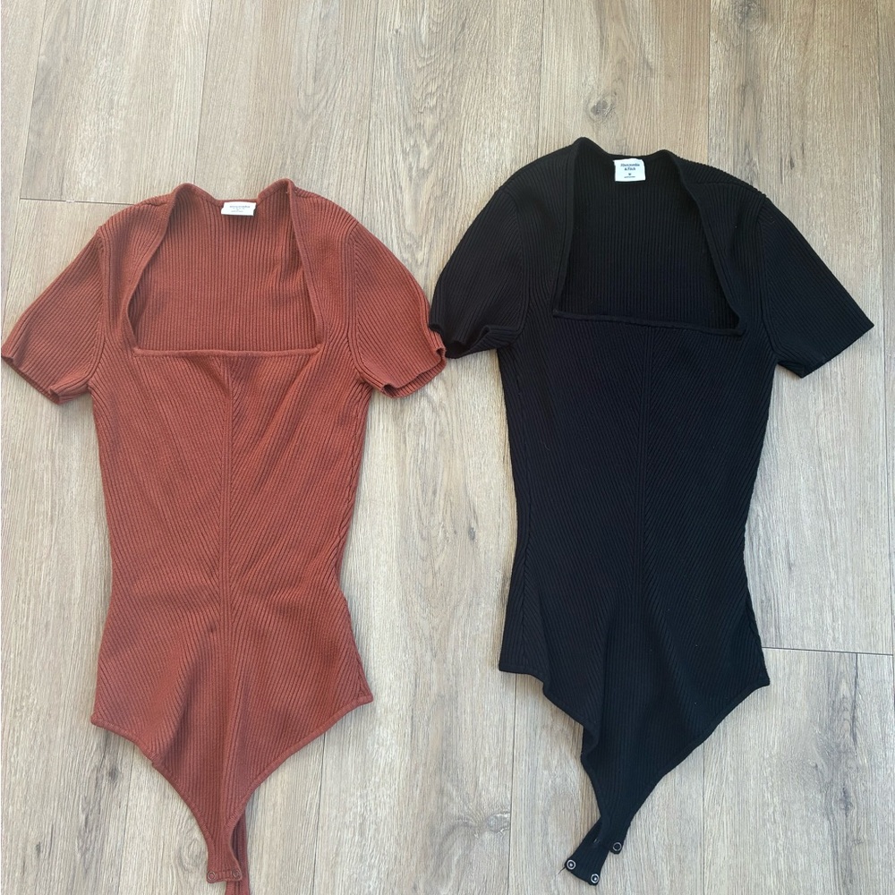 Abercrombie & Fitch Ribbed Bodysuit - Black and Rust